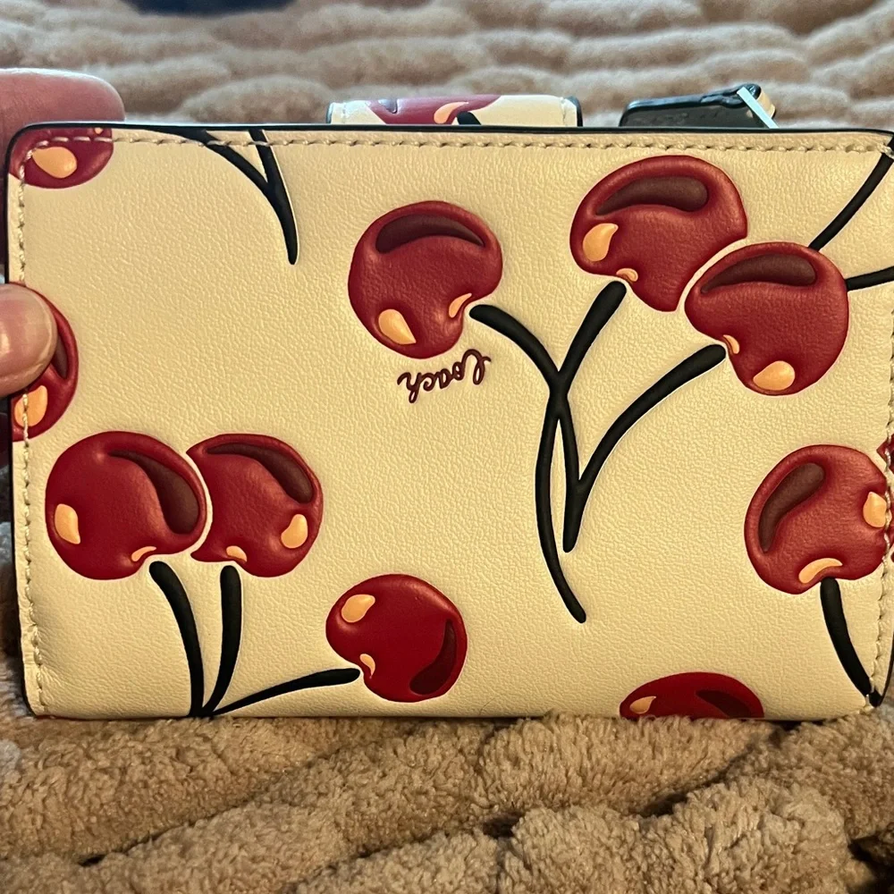 Coach Cream and Red Cherry Wallet - Picture 2 of 7